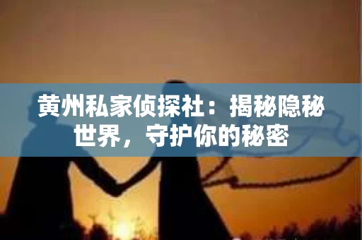 黄州私家侦探社：揭秘隐秘世界，守护你的秘密