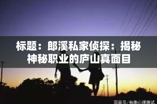 标题：郎溪私家侦探：揭秘神秘职业的庐山真面目