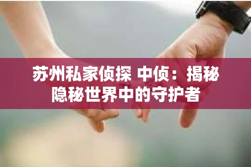 苏州私家侦探 中侦：揭秘隐秘世界中的守护者