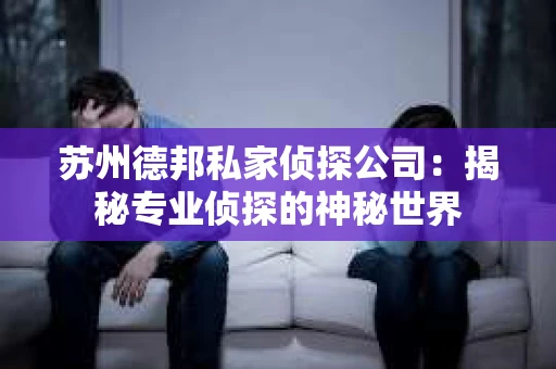 苏州德邦私家侦探公司：揭秘专业侦探的神秘世界